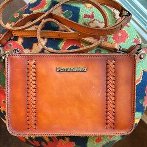 Montana West Distressed Leather Crossbody Bag with Braided Accents
